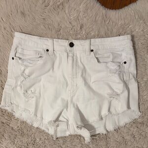 Oasis White Distressed Women Shorts